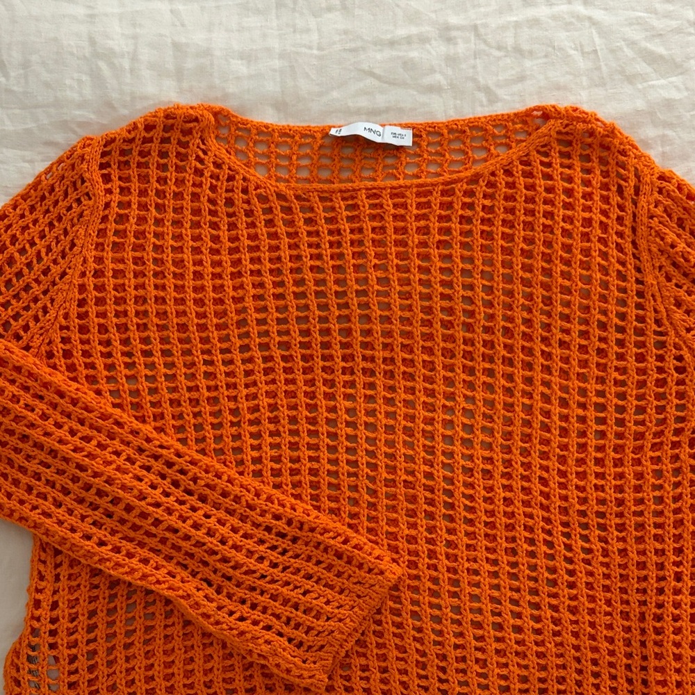 Mango Orange Crochet Sweater